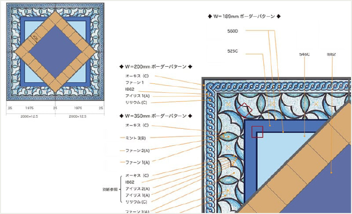 色やタイル指示を記載しプレゼンテーション